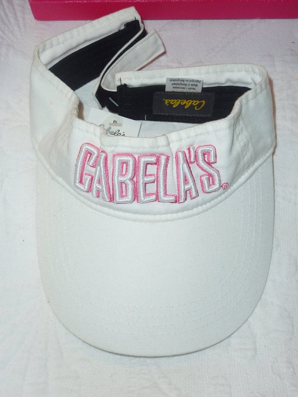 NWT Cabela's Adjustable Visor Raised and Embroidered Logo on Front Sz. Youth